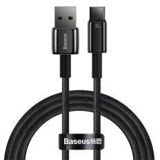 Baseus TUNGSTEN GOLD adatkábel (USB - Type-C, 100W, gyorstöltő, 100cm, törésgátló) FEKETECAWJ000001 (133277)