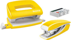 Leitz Mini tűzőgép és lyukasztó készlet WOW, sárga (55612016)