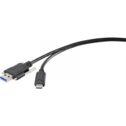 Renkforce USB 3.0 Csatlakozókábel [1x USB 3.1 dugó, A típus - 1x USB-C dugó] 1.00 m Fekete Csavarozható (RF-3386040)