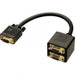 Lindy VGA Y adapter [1x VGA dugó - 2x VGA dugó] Fekete (41214)