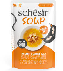 Schesir 12x40g Schesir Cat Soup tonhal, sárgarépa & sütőtök étrend-kiegészítő eledel macskáknak