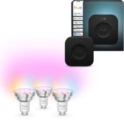Philips Hue Bridge Pro + Philips Hue Essential White and Color Ambiance 4, 7 W, GU10, 3 db (929003582607/929004235704)