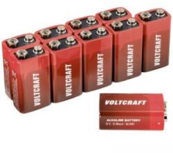 VOLTCRAFT 9V-os alkáli mangán elemkészlet 550 mAh 9 V 10 db, 6LR61 (VC-12629385) (VC-12629385)