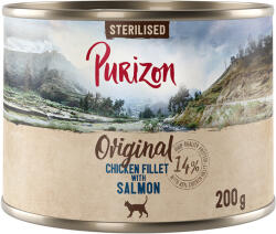 Purizon 12x200g Purizon Adult Sterilised - gabonamentes nedves macskatáp - Csirkefilé lazaccal