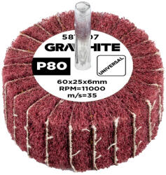 GRAPHITE Csiszolókerék csapos, 60x25x6mm, P80 (58T407)