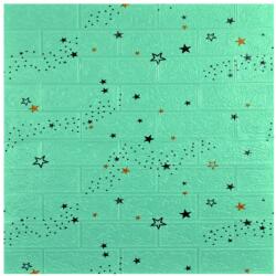 SDEPOT 10 db SDEPOT® tapéta csempe készlet, 3 mm vastag, mérete 70x77 cm, téglautánzat, minta csillagokkal, zöld (SET10_TAPET_55_VERDE)