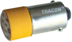 TRACON LED-es jelzőizzó, sárga 24V AC/DC, Ba9s NYGL-ACDC24Y Tracon (NYGL-ACDC24Y)