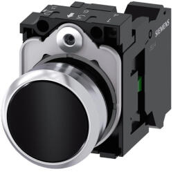 Siemens 3SU1150-0AB10-3BA0 komplett nyomógomb, fekete, 1NO, fém, rugós Sirius (3SU11500AB103BA0)