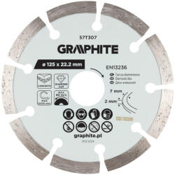 GRAPHITE Gyémánt vágókorong 125x22.2mm, szegmenses, száraz (57T307) - olaj