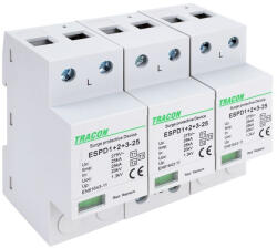 Tracon Túlfeszültség levezető T1+T2+T3 AC tipusú egybeépített ESPD1+2+3-25-3P Tracon (ESPD1+2+3-25-3P)