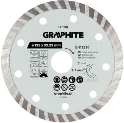 GRAPHITE Gyémánt vágókorong 125x22.2mm, turbo, száraz és vizes (57T318) - olaj