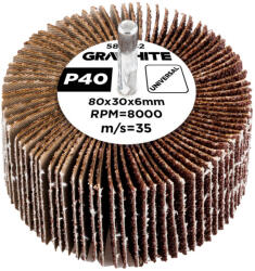 GRAPHITE Csiszolókerék csapos 80x30x6mm, P40 (58T382)