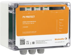 Weidmüller Túlfeszültség-védelmi készülék IP 67-es házban, napelemes rendszerekhez, 1 munkapont 1 sztring párhuzamosítására, T2-es túlfeszültségi védelem, PV 1100VDC, tömszelencés kábelbevezetés 2755950000 Weidm