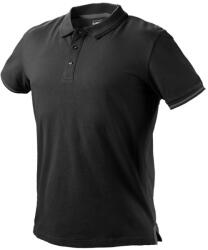 NEO TOOLS Póló, galléros, DENIM, fekete, 100% pamut, 196g/m2, L, (81-659-L)