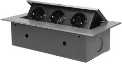 Orno Süllyesztett bútorfoglalat, lapos élű, 3x2P + E (Schuko), ezüst (OR-AE-1371(GS)/G)