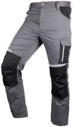 NEO TOOLS Munkásnadrág Mix&Match, 240g/m2, külső zsebek, profilozott térdbetétek, fényvisszav. betétek, szürke-fekete, XL (81-351-2-XL)