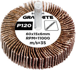 GRAPHITE Csiszolókerék csapos 60x15x6mm, P120 (58T391)