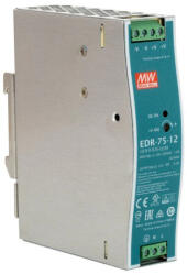 MEAN WELL Tápegység 12VDC 75W sínre MEANWELL 90-264V EDR-75-12 (EDR-75-12)