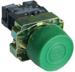 Tracon gumiburkolatos nyomógomb, fémalapra szerelt, zöld 1×NO, 3A/240V AC, IP42, d=22mm - NYGBP31Z (NYGBP31Z)
