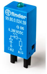 Finder 99.80. 0.230. 59 Dugaszolható modul, zöld LED-es állapotjelzés, (110. . . 240)V AC/DC (99.80.0.230.59)