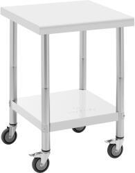 Royal Catering Rozsdamentes acél asztal kerekekkel - PREMIUM - 60 x 60 cm - 120 kg - Royal Catering (RCAT-60/60-W)