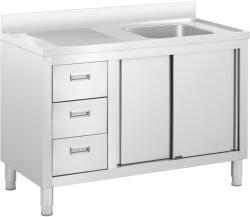 Royal Catering Mosogató szekrény - 1 medence - Royal Catering - rozsdamentes acél - 120 x 60 cm (RC-IKS08)