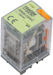 TRACON Miniatűr teljesítményrelé tesztgombbal és állapotjelzéssel 230V AC/2×CO RN08-230AC Tracon (RN08-230AC)