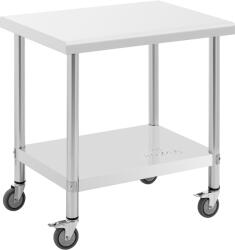 Royal Catering Rozsdamentes acél asztal kerekekkel - PREMIUM - 60 x 80 cm - 135 kg - Royal Catering (RCAT-80/60-W)