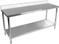Royal Catering Rozsdamentes acél munkaasztal - ECO - 180 x 60 cm - 250 kg - hátsó perem - Royal Catering (RCAT-180/60-N)