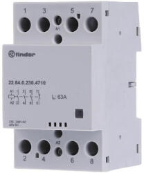 Finder 22.64. 0.230. 4710 Installációs mágneskapcsoló, kontaktor, 63A, 3 záró+1 nyitó érintkező, 230V AC/DC (22.64.0.230.4710)