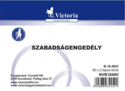 Victoria Nyomtatvány, szabadságengedély, 50x2, A6, 'B. 18-49', 10 tömb/csomag (NVB1849V) (NVB1849V)