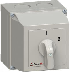 Ganz KK Kft Ganz KKM1-32-6004 Átkapcsoló 0 állás nélkül, tokozott kézikapcsoló 32A, 1-2 felirat, IP65, 3P (4AF6004XB00S40)