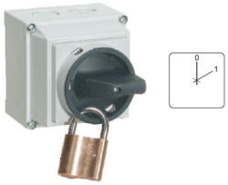 Ganz KKML0-20-6001 BE-KI kapcsoló, tokozott, lakatolható kézikapcsoló 20A, IP65, 2P, Ganz (3LC6001EL00S25)