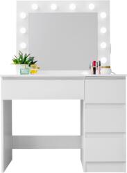 Aga MRDT05 Fésülködő asztal tükörrel, világítással és konnektorral, fényes fehér (MRDT05-GW-S)