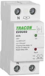 TRACON Aut. visszakapcsoló fesz. növekedési/csökkenési relé EVOUO2 AC230V, 2P, 40AU> : 265V, U< : 175V, Uon: 2s, Trip: 1s, Res: 30s Tracon (EVOUO2)
