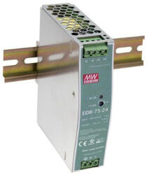 MEAN WELL Kapcsolóüzemű tápegység, DIN sínre Vin: 90-264 VAC/120-370 VDC, Vout: 24 VDC (0-3, 2A), P: 75 W Mean Well EDR-75-24 (EDR-75-24)