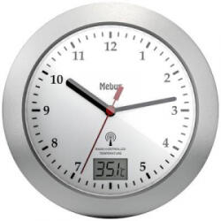 Mebus (41124) Rádiójel vezérlésű Falióra 17 cm x 6 cm Ezüst Alkalmas fürdőszobába/nedves helyiségbe (41124)