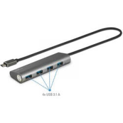 Renkforce 4 port USB 3.1 hub Alumínium házzal Ezüst (RF-3374944)