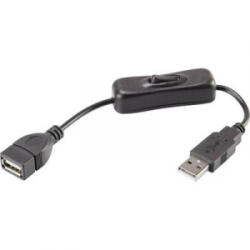 Renkforce USB hosszabbítókábel kapcsolóval, 1x USB 2.0 dugó A - 1x USB 2.0 alj A, 0, 25 m, fekete, aranyozott, Renkforce (RF-3322982)