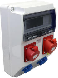 Tracon csatlakozó doboz védelem nélkül, 2×SCHUKO+1×16A(3P+N+E)+1×32A(3P+N+E) - TDB12-12M (TDB12-12M)