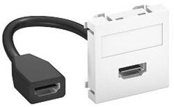 OBO Modul 45 HDMI csatl. aljz. kábellel hüvely-hüvely, hófehér 45x45mm 6104826 (6104826)