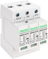 Tracon Túlfeszültség levezető cserélhető betéttel, T2 DC típusú ESPD2-DC40-600 (ESPD2-DC40-600)