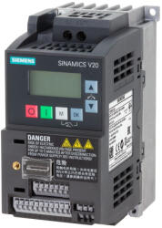 Siemens 6SL3210-5BB17-5UV1 frekvenciaváltó, 1x200-240VAC 0, 75kW/4, 2A, szűrő nélkül, BOP panellel, Siemens V20 Sinamics (6SL32105BB175UV1)