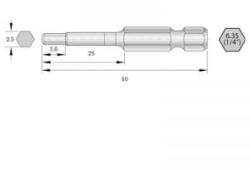 BERNSTEIN Bit készlet HRC acél Ötvözött E 6.3 6 db (6-HX25-50) (6-HX25-50)