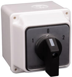 Tracon tokozott választókapcsoló, 1-0-2 400V, 50Hz, 32A, 2×4P, 11kW, 64×64mm, 60fok - TKV-326/4T (TKV-326/4T)