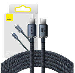 Baseus Crystal Shine USB-C - USB-C kábel, 100W, 1.2m, fekete