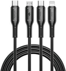 WIWU Wi-046E Starlink Series 3in1 USB-C USB-C / Lightning / microUSB kábel, 60W, 1m, fekete