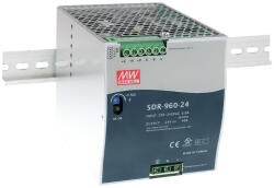 MEAN WELL Kapcsolóüzemű tápegység keskeny, DIN sínre Vin: 180-264 VAC / 254-370 VDC, Vout: 24 VDC (0-40A), P: 960 W Mean Well SDR-960-24 (SDR-960-24)