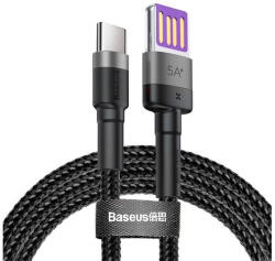 Baseus Cafule USB-USB-C kábel Huawei SuperCharge, QC 3.0, 5A, 1m, fekete/szürke
