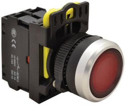 Tracon világító nyomógomb, piros 1×NC, 5A/230V AC-15, IP65, LED 230V AC/DC - NYG3-LR (NYG3-LR)